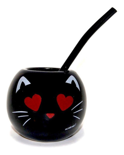 Acabajo Deco Mate Burbuja Gato Negro Corazón
