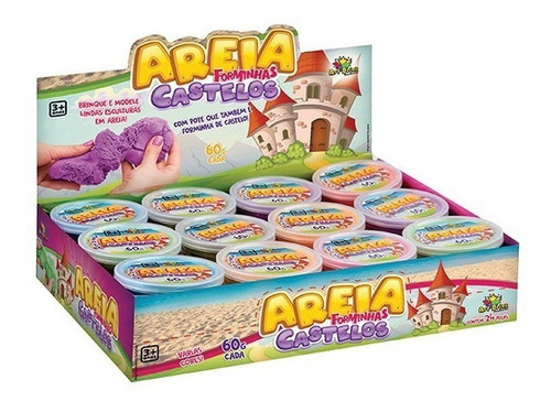 Kit Com 25 Massinhas De Areia Cinética + Forminha De Castelo