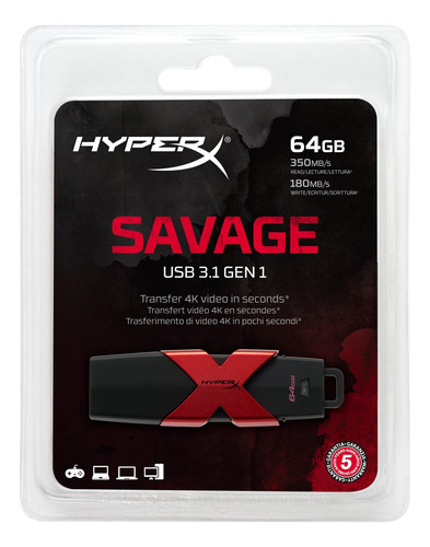 Pendrive 64gb Kingston Hyperx Savage Gamer Usb 3.1 Gen 1