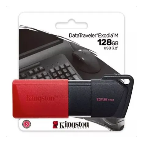 Pendrive 128gb Kingston Datatraveler Exodia M 128gb Dtxm 3.2 Cor Vermelho