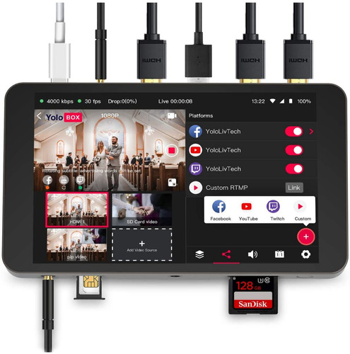 Yolobox, Dispositivo Portátil Livestreaming-switcher-monitor