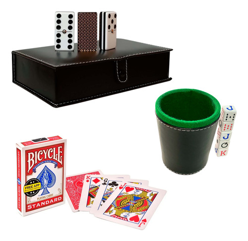 Domino Jumbo Dorado + Cubilete + Baraja Bicycle Standard R