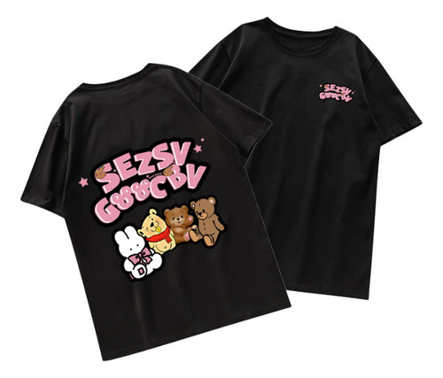 Camiseta De Algodón De Manga Corta Con Estampado De Osos De