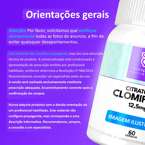 Clomifeno Citrato 12,5mg | 60 Cápsulas - Tpc E Fertilidade