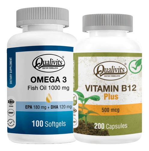 Vitamina B12 500 Mcg + Omega 3 Fish Oil X 100 - Qualivits 