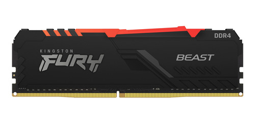 Imagen 1 de 7 de Memoria RAM Fury Beast DDR4 RGB gamer color negro 8GB 1 Kingston KF432C16BBA/8