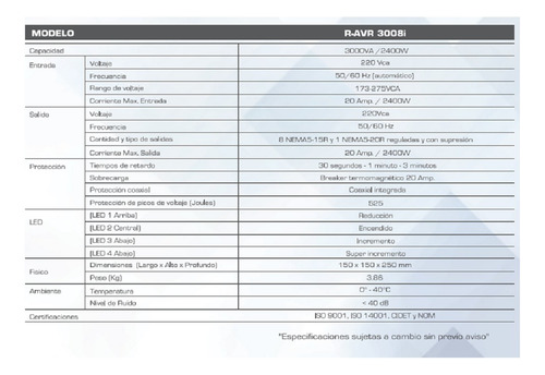 Estabilizador Refrigerador 9tomas Cdp R-avr3008i 3000va 2400
