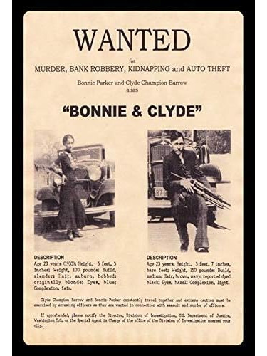 Póster Personalizado De Bonnie & Clyde Metal 8x12in De...