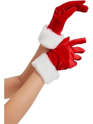 Guantes Rojos Navideños Estilo Tercipelo