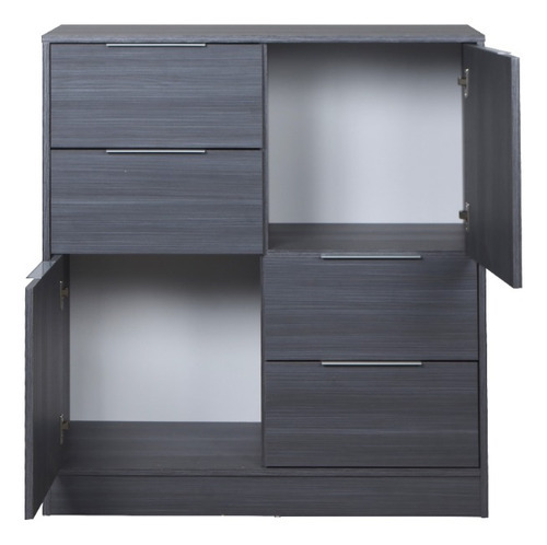 Cómoda Chifonier Melamina Murano 2 Puertas 4 Cajones Color Antracita
