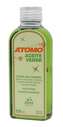 Atomo Aceite Verde Para Masajes 120ml