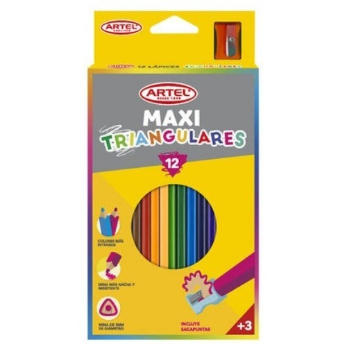 Lápiz Color Creyones Maxi Triangulares Artel Estuche X 12