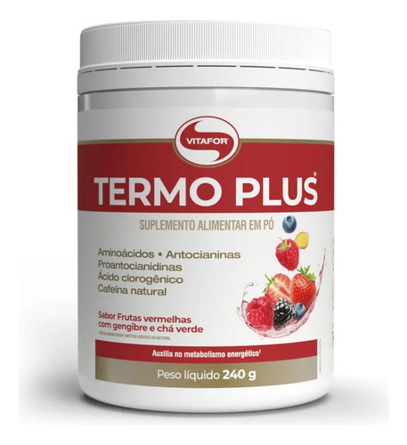 Termo Plus Frutas Vermelhas + Gengibre 240g - Vitafor Sabor Frutas Vermelhas Com Gengibre E Chá Verde