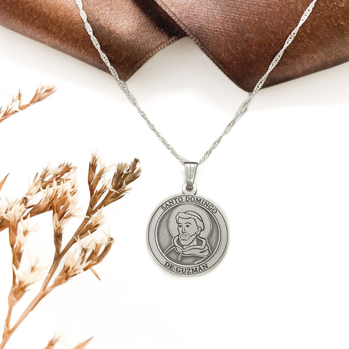 Cadena Y Dije Santo Domingo De Guzmán Plata 925 Plata 925 40 Cm