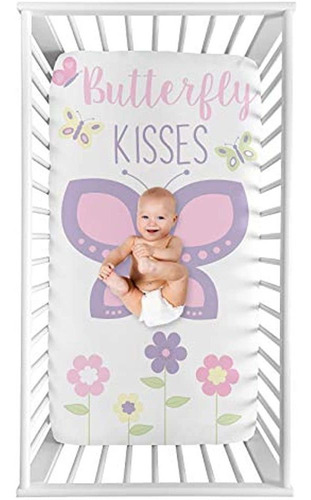 Sweet Jojo Designs Butterfly Girl Sábana Ajustable Para Cuna