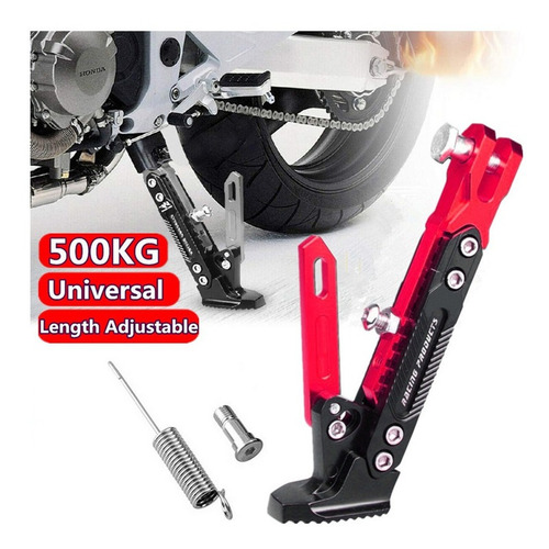 Soporte Lateral Ajustable Para Moto Rojo
