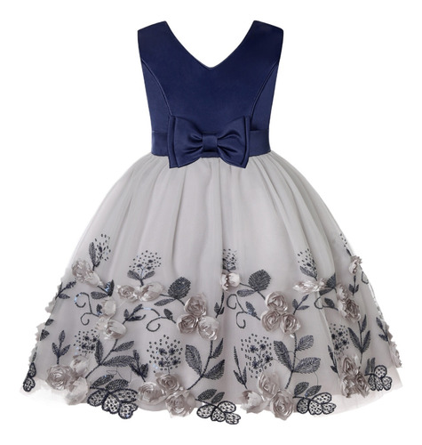 Vestidos Florales Tridimensionales De Malla Para Niños