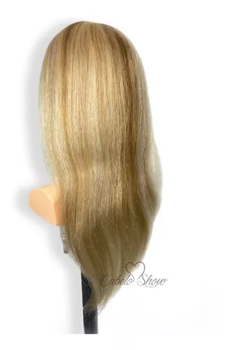 Cabeça de Treino Russa 100% Natural com Ombro Castanho Claro *Brinde  Suporte de Mesa - Cabelo Show Loja do Profissional de Beleza