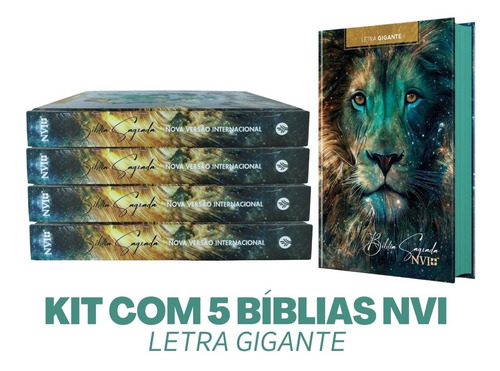 Kit 5 Unidades: Bíblias Letra Gigante Sagrada Versão Nvi