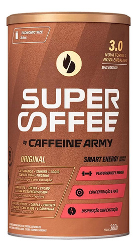 Suplemento em  pó Caffeinarmy  Super Coffee sabor  tradicional em pote de 380g