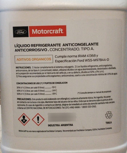 Imagen 4 de 7 de Liquido Refrigerante Motorcraft Naranja/rosa Legitimo Ford