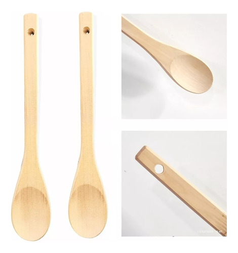 Set X4 Cucharas De Madera Cocina Gastronómica Chef 25cm