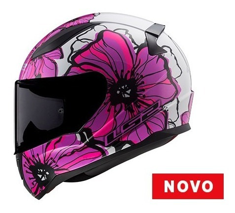 Imagem 1 de 5 de Capacete Ls2 Ff353 Rapid Poppies Branco Rosa Tam. 56