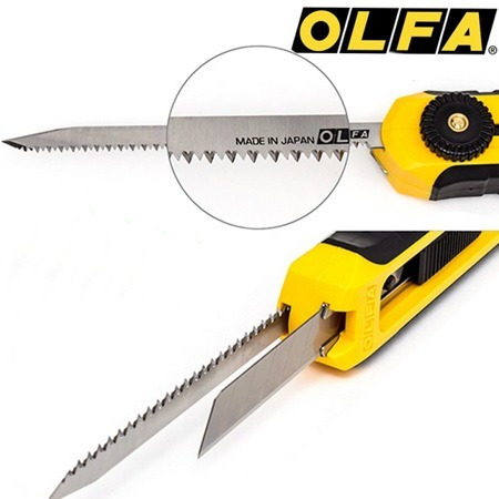 Imagen 2 de 3 de Cuchillo Doble Hoja De Sierra 8mm Corta Carton 12.5mm Olfa