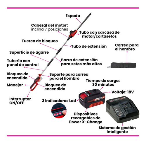 Podadora Telescopica Einhell Gc-hh 18/45 Cargador Bateria