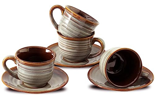 Tazas Espresso Hasense, 4 Oz Set De 4 Tazas De Caf Cappuccin