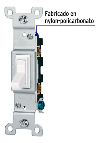 Interruptor Vertical De Palanca, Standard, Blanco, Volteck