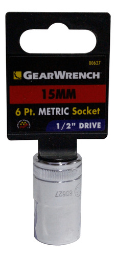Dado Métrico Estándar 6 Pts Gearwrench 1/2 PLG X 15 Mm 80627