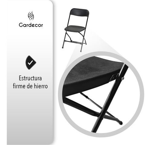 Set De 10 Sillas Plegables Para Eventos Color Negro Gardecor