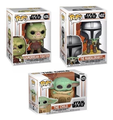 Funko Pop Mandalorian W/ Child Baby Yoda Gamorrean Fighter