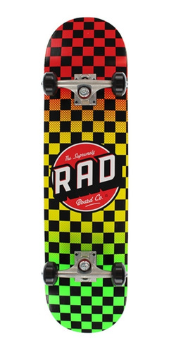 Skate Completo Rad Wheels Checker 2 Rasta Fade  8  X 32 