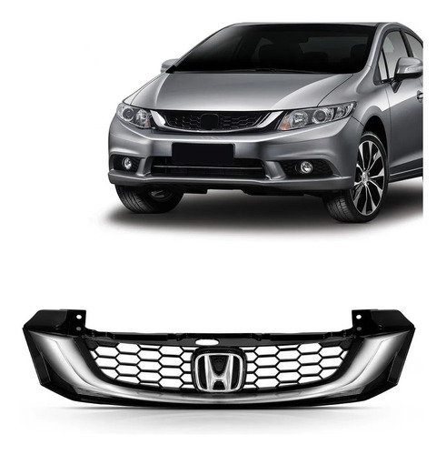 Grade Superior Civic Lxr 2015 2016 Com Friso Cromado Emblema