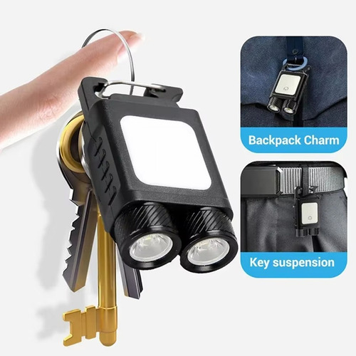 Llavero Mini Led De Bolsillo Con Doble Lámpara, Recargable P