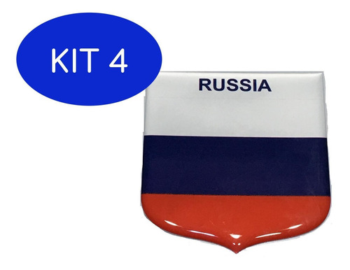 Kit 4 Adesivo Resinado Em Escudo Da Bandeira Da Rússia