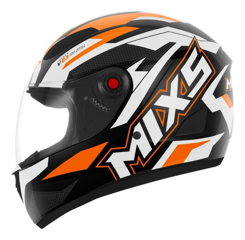 Capacete Moto Mixs Fokker V23 Fechado Motoqueiro Integral Cor Preto e Laranja Fosco Tamanho do capacete 56