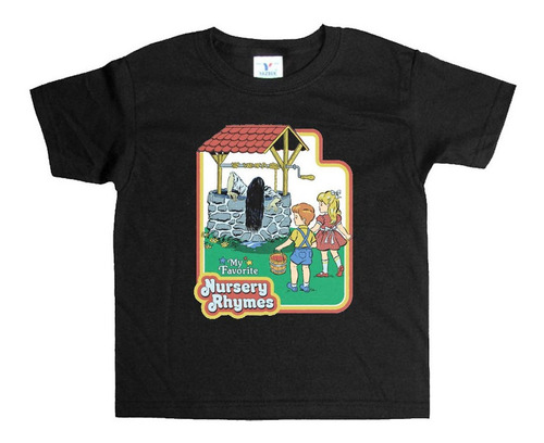 Remera Negra Niños Humor Vintage Niños Jugando R29