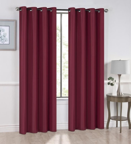 Cortina Blackout Textil Con Argollas Bloquea 100% Luz Tomate