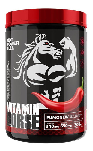 Suplemento Em Pó Vitamin Horse Pré Treino Sabor Frutas Vermelhas Em Pote De 300ml