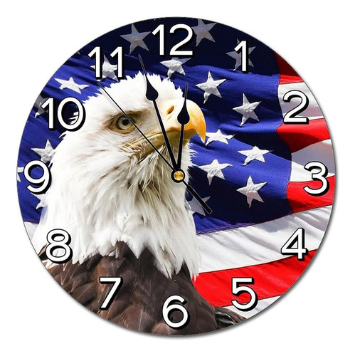 ~? Abucaky Bald Eagle Patriotic American Flag Wall Clock Bat