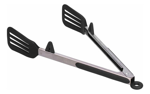 3 Pinzas De Cocina Con Espátula De Silicona Antiadherente Color Negro