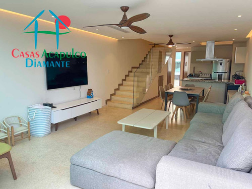 Cad Península Loft 104. En Condominio De Playa. Terraza Con Vista Parcial Al Mar