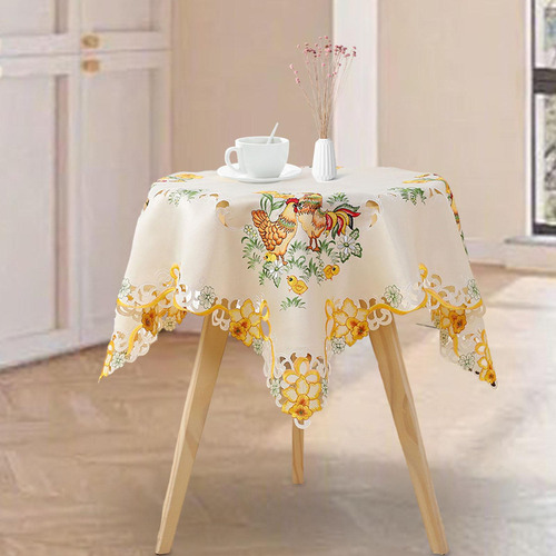 Mantel De Pascua Compatible Con Mesa Redonda Bordado 58x58cm