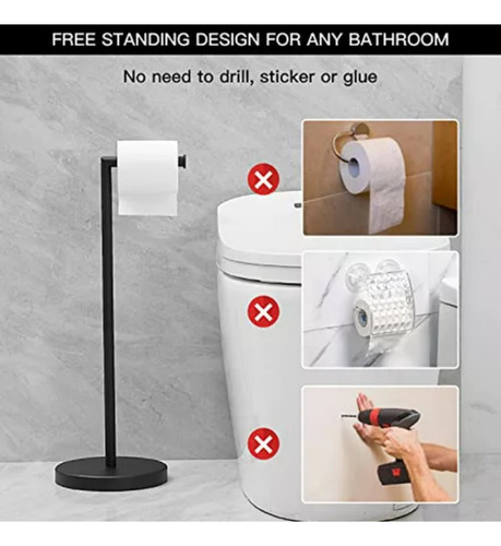Soporte De Baño Para Rollos De Papel De Pie Calidad Premium Color Negro