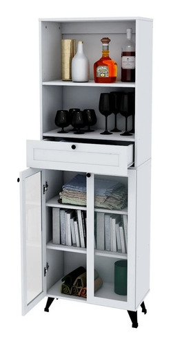 Aparador Mueble Organizador Cajon Puertas Estante Regulable Color Blanco