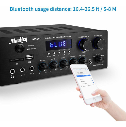 Moukey Amplificador Audio Bluetooth Altavoz Pasivo Para