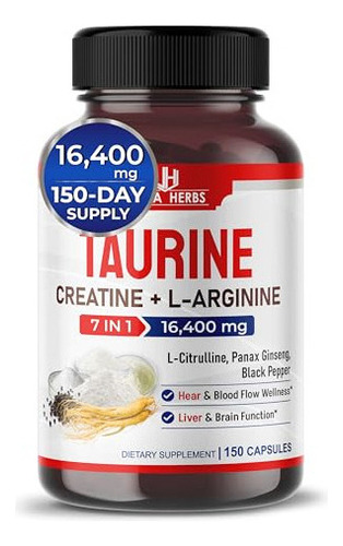 Suplemento De Taurina 16,400 Mg Con Creatina, L-arginina, L-